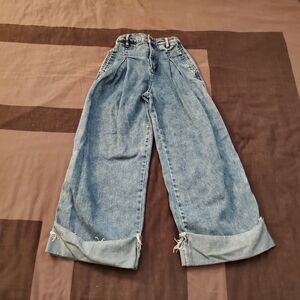 Girls Tractr Size 8 Wide-Leg Stretchy Waist Band Denim Jeans Kids